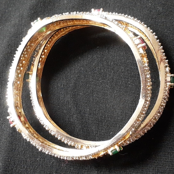 INDIAN WEDDING OR ANNIVERSARY BRACELET 2 BANGLES Fits small/midum hand  Not Larg - Picture 9 of 10